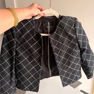 BOSS Black Cropped Quilted Grid Blazer